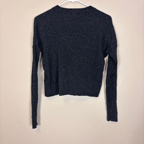 Madewell Grey with White Speckled Silk Blend Ribbed Sweater Medium - Picture 2 of 6